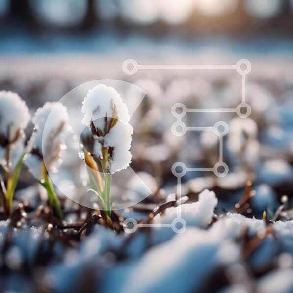 Intra Συλλεκτικό Ξύλινο Παζλ Plywood  4mm - Χιονισμένο χωράφι με μικρά φυτά Σε Ξύλινο Κουτί - Διαστάσεις: 10x10 cm – 25 κομμάτια