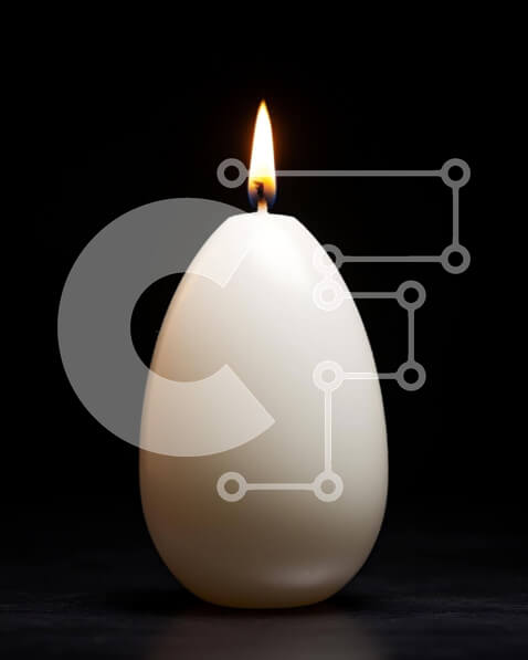 Intra Συλλεκτικό Ξύλινο Παζλ Plywood  4mm - Λευκό κερί σε σχήμα αυγού σε μαύρο φόντο Σε Ξύλινο Κουτί - Διαστάσεις: 10x10 cm – 25 κομμάτια