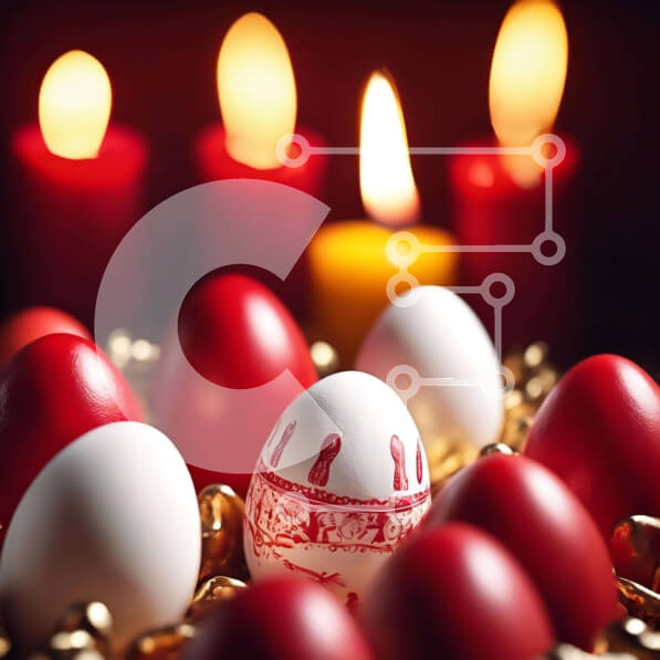 Intra Συλλεκτικό Ξύλινο Παζλ Plywood  4mm - Πολύχρωμα Πασχαλινά αυγά με αναμμένα κεριά Σε Ξύλινο Κουτί - Διαστάσεις: 10x10 cm – 25 κομμάτια