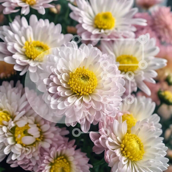 Intra Συλλεκτικό Ξύλινο Παζλ Plywood  4mm - Μπουκέτο λευκά και ροζ λουλούδια με κίτρινα κέντρα Σε Ξύλινο Κουτί - Διαστάσεις: 10x10 cm – 25 κομμάτια