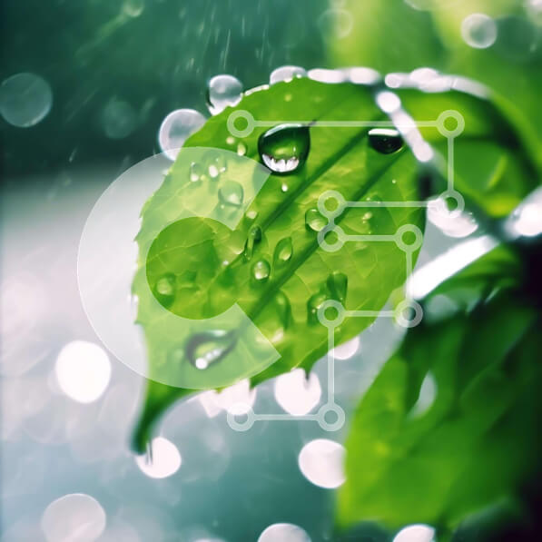 Intra Συλλεκτικό Ξύλινο Παζλ Plywood  4mm - Πράσινο φύλλο με σταγονίδια νερού - Η ομορφιά της φύσης Σε Ξύλινο Κουτί - Διαστάσεις: 10x10 cm – 25 κομμάτια