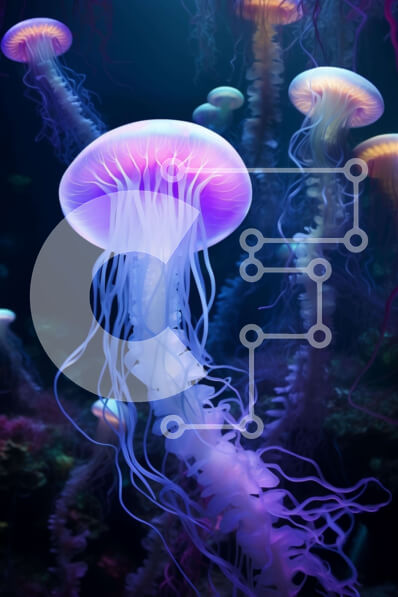 Σετ των 2 Intra Συλλεκτικό Ξύλινο Παζλ Plywood  4mm - Ομάδα μέδουσες σε υποβρύχιο περιβάλλον Σε Ξύλινο Κουτί - Διαστάσεις: 10x10 cm – 25 κομμάτια