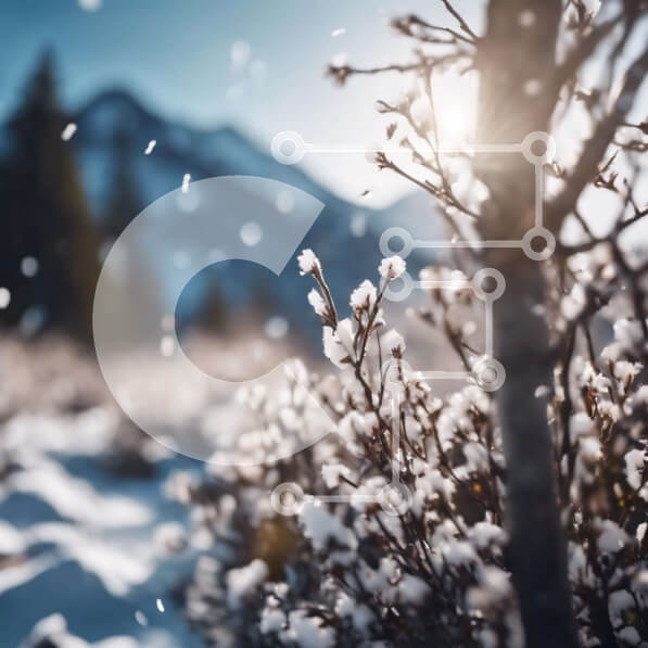 Intra Συλλεκτικό Ξύλινο Παζλ Plywood  4mm - Χιονισμένο δασικό τοπίο με βουνά Σε Ξύλινο Κουτί - Διαστάσεις: 10x10 cm – 25 κομμάτια