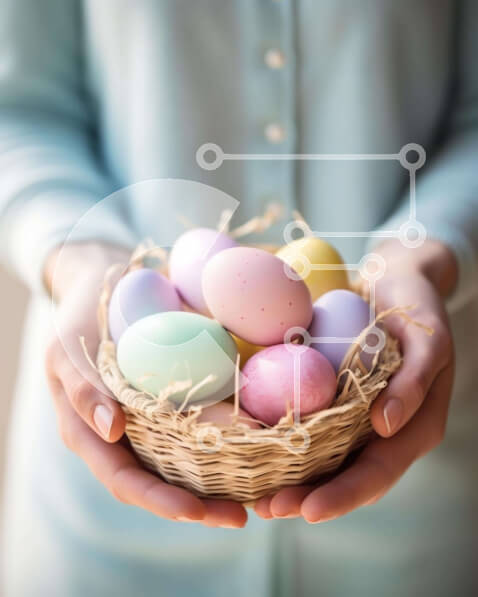 Intra Συλλεκτικό Ξύλινο Παζλ Plywood  4mm - Γυναίκα με το καλάθι αυγών του Πάσχα Σε Ξύλινο Κουτί - Διαστάσεις: 10x10 cm – 25 κομμάτια