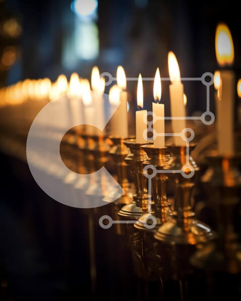 Intra Συλλεκτικό Ξύλινο Παζλ Plywood  4mm - Σειρά αναμμένων κεριών σε ένα σκοτεινό περιβάλλον Σε Ξύλινο Κουτί - Διαστάσεις Puzzle: 10x10 cm – 25 κομμάτια