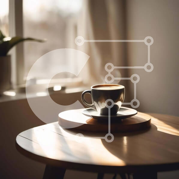 Σετ των 2 Intra Συλλεκτικό Ξύλινο Παζλ Plywood  4mm - Φρεσκοκομμένος καφές στο τραπέζι από ανοιχτό παράθυρο Σε Ξύλινο Κουτί - Διαστάσεις: 10x10 cm – 25 κομμάτια