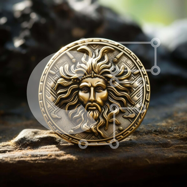Intra Συλλεκτικό Ξύλινο Παζλ Plywood  4mm - Χρυσό νόμισμα του Αρχαίου Ελληνικού Θεού σε βράχους Σε Ξύλινο Κουτί - Διαστάσεις: 10x10 cm – 25 κομμάτια