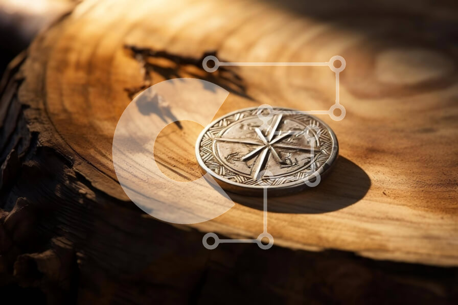 Intra Συλλεκτικό Ξύλινο Παζλ Plywood  4mm - Ασημένιο νόμισμα στο παλιό κούτσουρο δέντρου Σε Ξύλινο Κουτί - Διαστάσεις: 10x10 cm – 25 κομμάτια