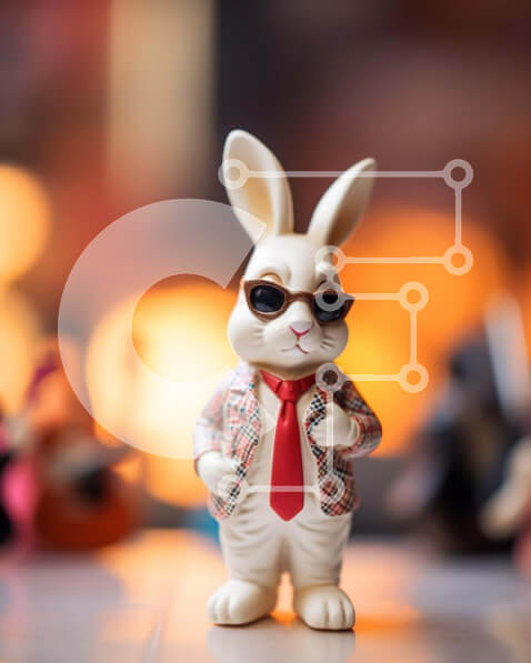 Intra Συλλεκτικό Ξύλινο Παζλ Plywood  4mm - Κομψό παιχνίδι λευκό λαγουδάκι με μουσικά όργανα Σε Ξύλινο Κουτί - Διαστάσεις: 10x10 cm – 25 κομμάτια