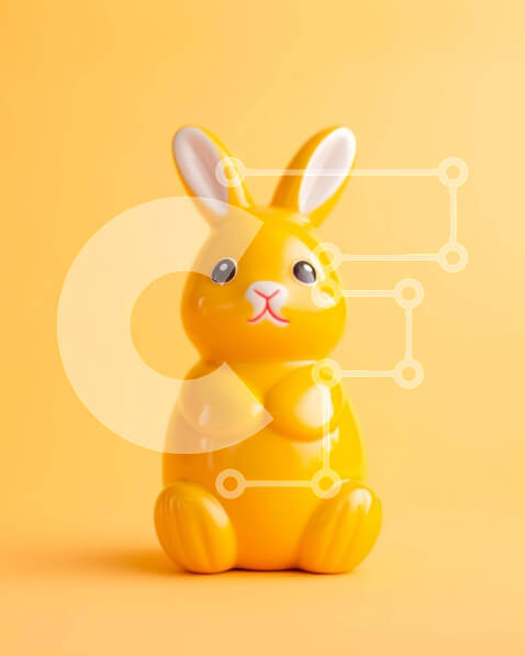 Intra Συλλεκτικό Ξύλινο Παζλ Plywood  4mm - Μικρό κίτρινο ειδώλιο λαγουδάκι σε πορτοκαλί φόντο Σε Ξύλινο Κουτί - Διαστάσεις: 10x10 cm – 25 κομμάτια