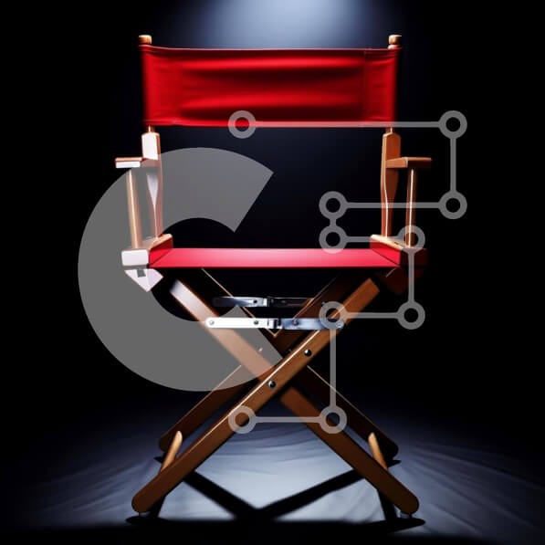 Intra Συλλεκτικό Ξύλινο Παζλ Plywood  4mm - Κόκκινη καρέκλα σκηνοθέτη σε μαύρο φόντο με φωτισμό Σε Ξύλινο Κουτί - Διαστάσεις: 10x10 cm – 25 κομμάτια