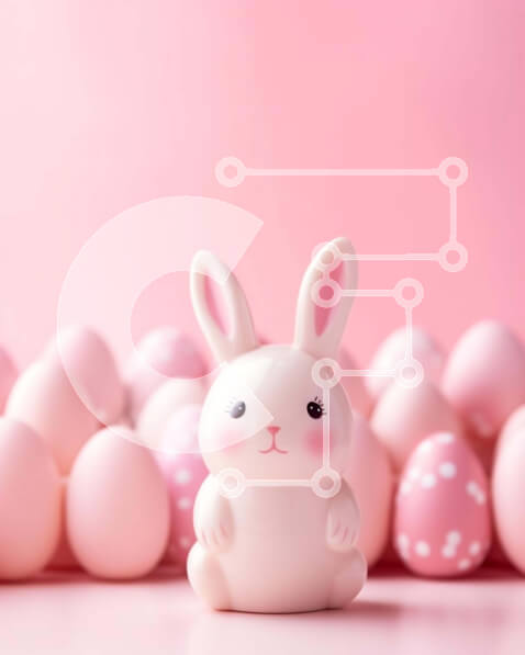 Intra Συλλεκτικό Ξύλινο Παζλ Plywood  4mm - Λευκό λαγουδάκι με ροζ πασχαλινά αυγά Σε Ξύλινο Κουτί - Διαστάσεις: 10x10 cm – 25 κομμάτια