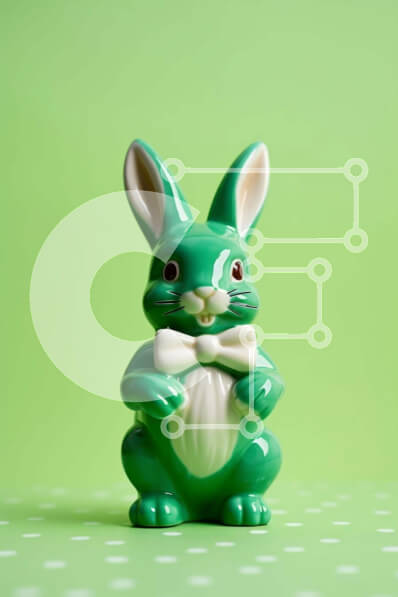 Intra Συλλεκτικό Ξύλινο Παζλ Plywood  4mm - Ειδώλιο λαγουδάκι του Πάσχα σε φόντο με κουκκίδες Σε Ξύλινο Κουτί - Διαστάσεις Puzzle: 10x10 cm – 25 κομμάτια