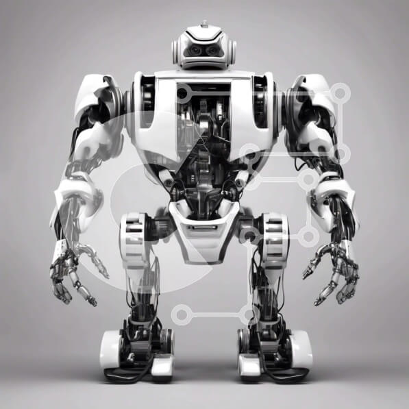 Intra Συλλεκτικό Ξύλινο Παζλ Plywood  4mm - Φουτουριστικό λευκό και μαύρο ρομπότ Σε Ξύλινο Κουτί - Διαστάσεις Puzzle: 10x10 cm – 25 κομμάτια