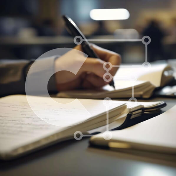 Intra Συλλεκτικό Ξύλινο Παζλ Plywood  4mm - Πρόσωπο που γράφει στο σημειωματάριο στο τραπέζι Σε Ξύλινο Κουτί - Διαστάσεις Puzzle: 10x10 cm – 25 κομμάτια