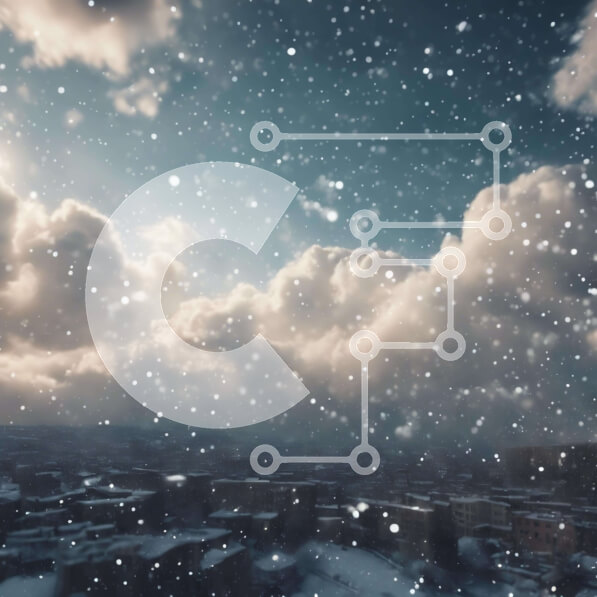 Intra Συλλεκτικό Ξύλινο Παζλ Plywood  4mm - Χιονισμένος ουρανός με χιόνι που πέφτει πάνω από την πόλη Σε Ξύλινο Κουτί - Διαστάσεις Puzzle: 10x10 cm – 25 κομμάτια