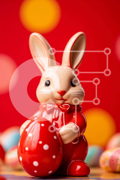 Intra Συλλεκτικό Ξύλινο Παζλ Plywood  4mm - Ειδώλιο Πασχαλινό λαγουδάκι με διακόσμηση πασχαλινών αυγών Σε Ξύλινο Κουτί - Διαστάσεις Puzzle: 10x10 cm – 25 κομμάτια