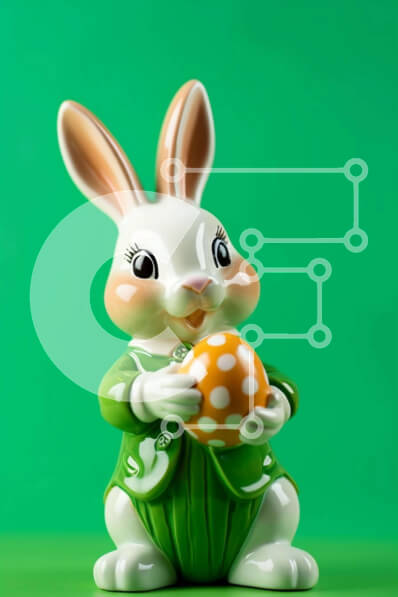 Intra Συλλεκτικό Ξύλινο Παζλ Plywood  4mm - Κεραμικό ειδώλιο Πασχαλινό Λαγουδάκι με Πασχαλινό Αυγό Σε Ξύλινο Κουτί - Διαστάσεις: 10x10 cm – 25 κομμάτια