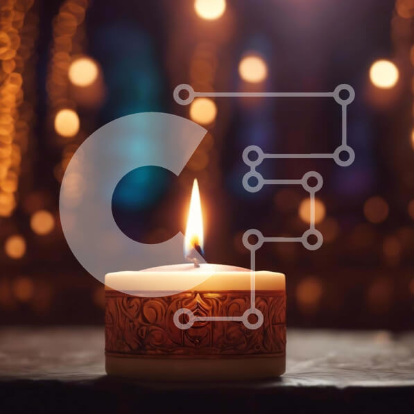 Intra Συλλεκτικό Ξύλινο Παζλ Plywood  4mm - Αναμμένο κερί στο τραπέζι με φωτισμένο φόντο Σε Ξύλινο Κουτί - Διαστάσεις Puzzle: 10x10 cm – 25 κομμάτια