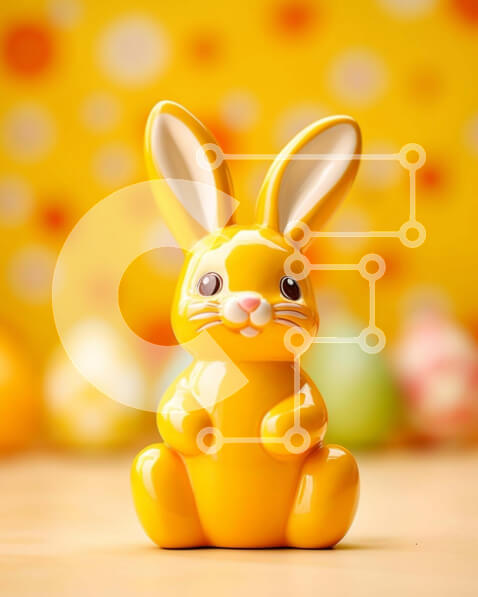 Intra Συλλεκτικό Ξύλινο Παζλ Plywood  4mm - Πολύχρωμα Πασχαλινά αυγά με κίτρινο ειδώλιο λαγουδάκι Σε Ξύλινο Κουτί - Διαστάσεις: 10x10 cm – 25 κομμάτια