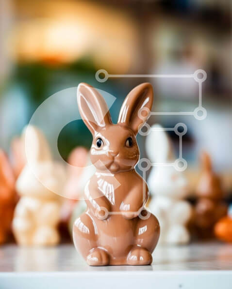 Intra Συλλεκτικό Ξύλινο Παζλ Plywood  4mm - Ειδώλια λαγουδάκι του Πάσχα στην οθόνη Σε Ξύλινο Κουτί - Διαστάσεις: 10x10 cm – 25 κομμάτια