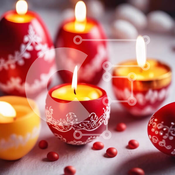 Intra Συλλεκτικό Ξύλινο Παζλ Plywood  4mm - Ζωντανή οθόνη πασχαλινών αυγών με αναμμένα κεριά Σε Ξύλινο Κουτί - Διαστάσεις: 10x10 cm – 25 κομμάτια