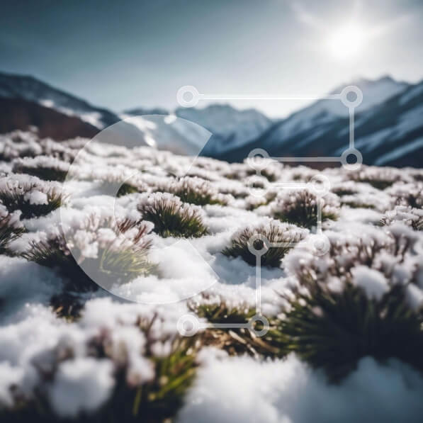 Intra Συλλεκτικό Ξύλινο Παζλ Plywood  4mm - Χιονισμένο γρασίδι με βουνά στο φόντο Σε Ξύλινο Κουτί - Διαστάσεις: 10x10 cm – 25 κομμάτια