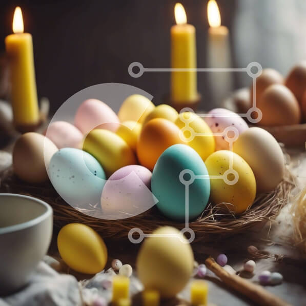 Intra Συλλεκτικό Ξύλινο Παζλ Plywood  4mm - Πολύχρωμα Πασχαλινά αυγά και κεριά Σε Ξύλινο Κουτί - Διαστάσεις: 10x10 cm – 25 κομμάτια