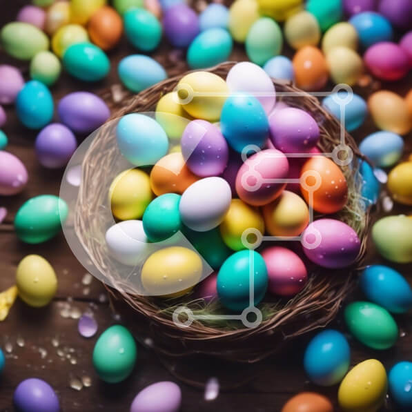 Intra Συλλεκτικό Ξύλινο Παζλ Plywood  4mm - Πολύχρωμα Πασχαλινά αυγά στο καλάθι για γιορτή και διακόσμηση Σε Ξύλινο Κουτί - Διαστάσεις: 10x10 cm – 25 κομμάτια