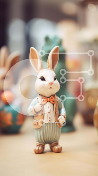 Intra Συλλεκτικό Ξύλινο Παζλ Plywood  4mm - Ειδώλιο λαγουδάκι του Πάσχα με πασχαλινά αυγά Σε Ξύλινο Κουτί - Διαστάσεις Puzzle: 10x10 cm – 25 κομμάτια