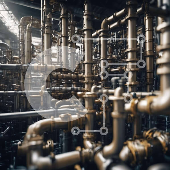 Intra Συλλεκτικό Ξύλινο Παζλ Plywood  4mm - Σωλήνες και Βαλβίδες από Ανοξείδωτο Χάλυβα σε Βιομηχανικό Κτίριο Σε Ξύλινο Κουτί - Διαστάσεις Puzzle: 10x10 cm – 25 κομμάτια