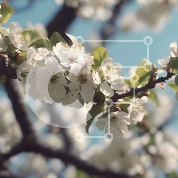 Intra Συλλεκτικό Ξύλινο Παζλ Plywood  4mm - Ανθισμένα λευκά λουλούδια σε κλαδί δέντρου την άνοιξη Σε Ξύλινο Κουτί - Διαστάσεις: 10x10 cm – 25 κομμάτια