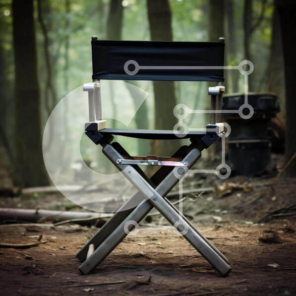 Intra Συλλεκτικό Ξύλινο Παζλ Plywood  4mm - Κενή καρέκλα σκηνοθέτη σε δασώδη περιοχή για γυρίσματα Σε Ξύλινο Κουτί - Διαστάσεις Puzzle: 10x10 cm – 25 κομμάτια