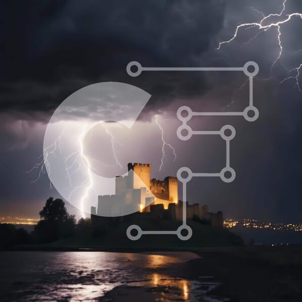 Intra Συλλεκτικό Ξύλινο Παζλ Plywood  4mm - Κάστρο και κεραυνοί σε μια καταιγίδα Σε Ξύλινο Κουτί - Διαστάσεις: 10x10 cm – 25 κομμάτια