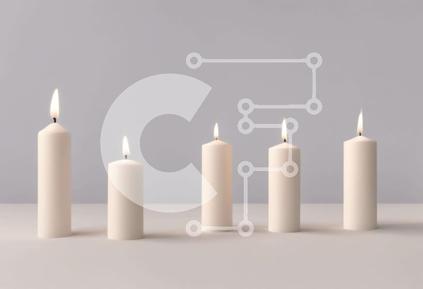 Intra Συλλεκτικό Ξύλινο Παζλ Plywood  4mm - Ομάδα πέντε αναμμένων λευκών κεριών για προσευχή ή λατρεία Σε Ξύλινο Κουτί - Διαστάσεις Puzzle: 10x10 cm – 25 κομμάτια