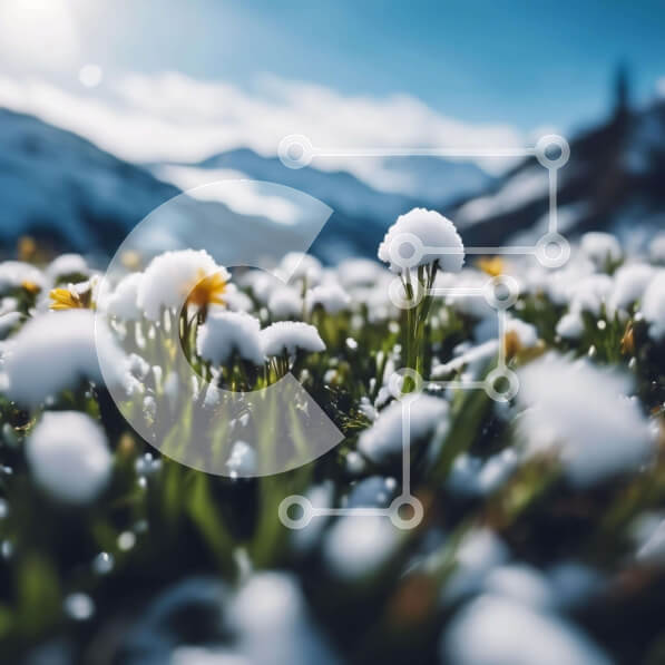 Intra Συλλεκτικό Ξύλινο Παζλ Plywood  4mm - Χιονισμένα λουλούδια στις Ελβετικές Άλπεις Σε Ξύλινο Κουτί - Διαστάσεις: 10x10 cm – 25 κομμάτια