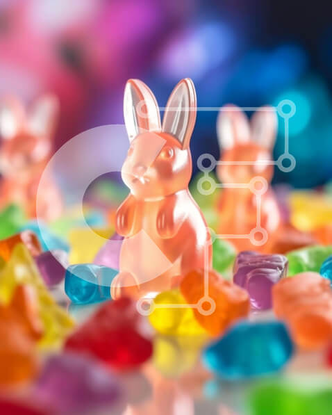 Intra Συλλεκτικό Ξύλινο Παζλ Plywood  4mm - Πολύχρωμο Gummy Bears και σκηνή καραμέλας για το Πάσχα Σε Ξύλινο Κουτί - Διαστάσεις: 10x10 cm – 25 κομμάτια