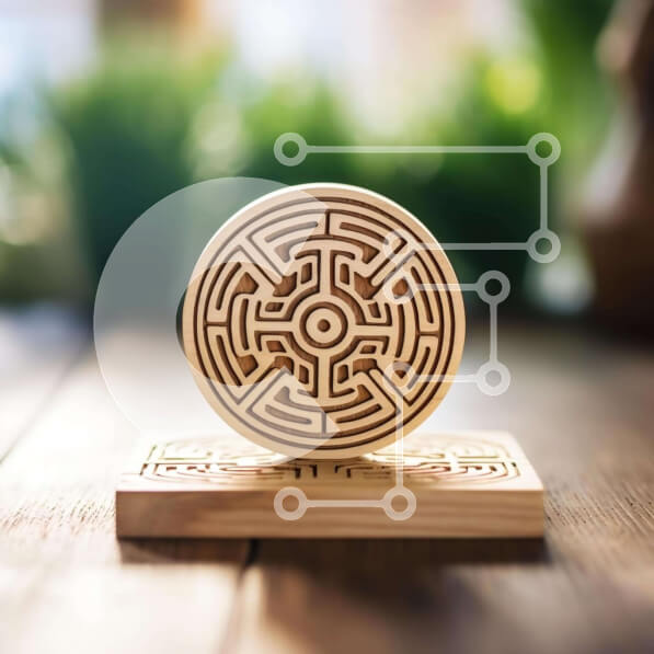 Intra Συλλεκτικό Ξύλινο Παζλ Plywood  4mm - Ξύλινος λαβύρινθος παζλ σε μπλοκ με φυτά στο φόντο Σε Ξύλινο Κουτί - Διαστάσεις Puzzle: 10x10 cm – 25 κομμάτια