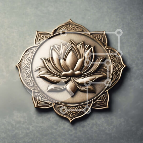 Intra Συλλεκτικό Ξύλινο Παζλ Plywood  4mm - Περίτεχνο μπρούτζινο νόμισμα με σχέδιο λουλούδι λωτού Σε Ξύλινο Κουτί - Διαστάσεις: 10x10 cm – 25 κομμάτια