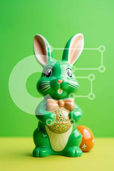 Intra Συλλεκτικό Ξύλινο Παζλ Plywood  4mm - Ειδώλιο λαγουδάκι του Πάσχα με πορτοκαλί αυγό σε κίτρινο φόντο Σε Ξύλινο Κουτί - Διαστάσεις: 10x10 cm – 25 κομμάτια