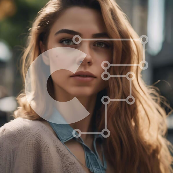 Intra Συλλεκτικό Ξύλινο Παζλ Plywood  4mm - Νεαρή γυναίκα στο City Street με κατάλευκη ζακέτα Σε Ξύλινο Κουτί - Διαστάσεις Puzzle: 10x10 cm – 25 κομμάτια