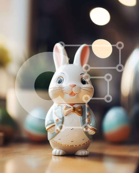 Intra Συλλεκτικό Ξύλινο Παζλ Plywood  4mm - Ειδώλιο λαγουδάκι του Πάσχα στο πασχαλινό αυγό Σε Ξύλινο Κουτί - Διαστάσεις Puzzle: 10x10 cm – 25 κομμάτια