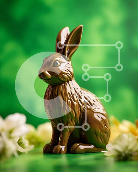 Intra Συλλεκτικό Ξύλινο Παζλ Plywood  4mm - Ειδώλιο λαγουδάκι του Πάσχα σε σκηνικό κήπου Σε Ξύλινο Κουτί - Διαστάσεις: 10x10 cm – 25 κομμάτια