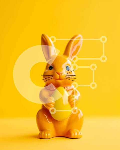 Intra Συλλεκτικό Ξύλινο Παζλ Plywood  4mm - Ειδώλιο λαγουδάκι του Πάσχα με κίτρινο αυγό Σε Ξύλινο Κουτί - Διαστάσεις: 10x10 cm – 25 κομμάτια