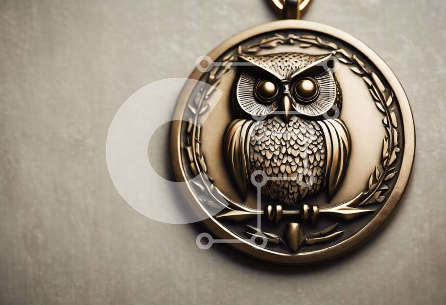 Intra Συλλεκτικό Ξύλινο Παζλ Plywood  4mm - Χρυσό μενταγιόν σε σχήμα κουκουβάγιας σε αλυσίδα Σε Ξύλινο Κουτί - Διαστάσεις: 10x10 cm – 25 κομμάτια