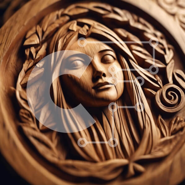 Intra Συλλεκτικό Ξύλινο Παζλ Plywood  4mm - Περίτεχνα σκαλιστό Ξύλινο Γλυπτό Γυναικείου Προσώπου Σε Ξύλινο Κουτί - Διαστάσεις Puzzle: 10x10 cm – 25 κομμάτια