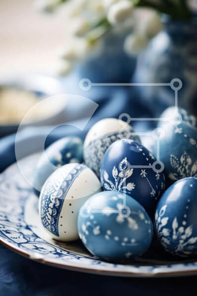 Intra Συλλεκτικό Ξύλινο Παζλ Plywood  4mm - Διακοσμημένα Πασχαλινά αυγά σε ένα πιάτο Σε Ξύλινο Κουτί - Διαστάσεις: 10x10 cm – 25 κομμάτια