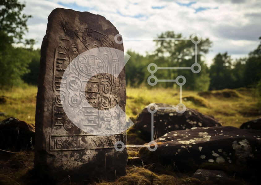 Intra Συλλεκτικό Ξύλινο Παζλ Plywood  4mm - Αρχαίο πέτρινο μνημείο στο γρασίδι Σε Ξύλινο Κουτί - Διαστάσεις Puzzle: 10x10 cm – 25 κομμάτια