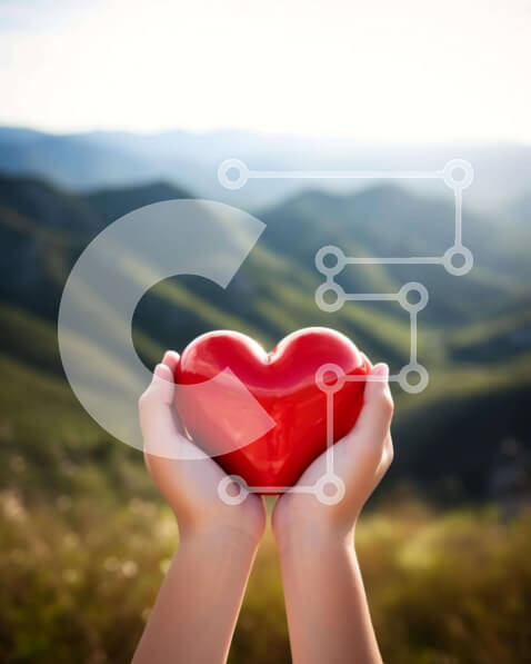 Intra Συλλεκτικό Ξύλινο Παζλ Plywood  4mm - Χειρονομία αγάπης και εκτίμησης με θέα στο βουνό Σε Ξύλινο Κουτί - Διαστάσεις: 10x10 cm – 25 κομμάτια