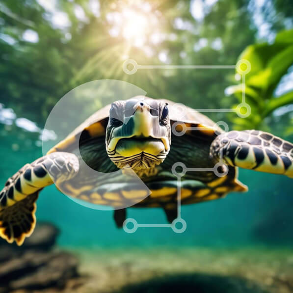 Intra Συλλεκτικό Ξύλινο Παζλ Plywood  4mm - Χελώνα που κολυμπά στον ωκεανό με το κεφάλι ψηλά και τα μάτια ορθάνοιχτα Σε Ξύλινο Κουτί - Διαστάσεις: 10x10 cm – 25 κομμάτια